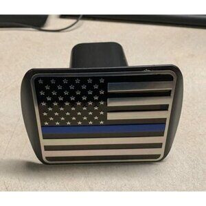 New USA American Flag Metal Hitch Cover (Fits 2" Receivers, Black & Chrome